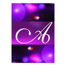 QUANTUM BUBBLE MONOGRAM  purple Custom Invitations