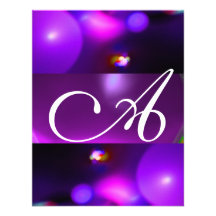 QUANTUM BUBBLE MONOGRAM  purple Invitation