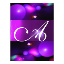 QUANTUM BUBBLE MONOGRAM  purple Custom Announcements