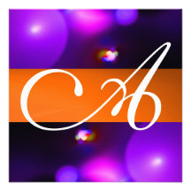 QUANTUM BUBBLE MONOGRAM  purple orange Announcement
