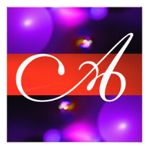QUANTUM BUBBLE MONOGRAM  purple red Announcement