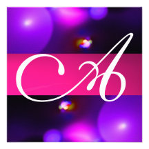 QUANTUM BUBBLE MONOGRAM  purple red Personalized Invites
