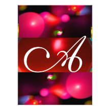 QUANTUM BUBBLE MONOGRAM red black pink Custom Invites