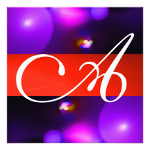 QUANTUM BUBBLE MONOGRAM red black purple Personalized Announcement