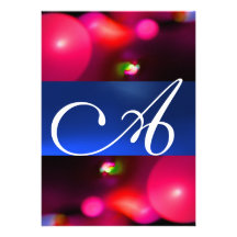 QUANTUM BUBBLE MONOGRAM red blue Announcements
