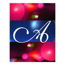 QUANTUM BUBBLE MONOGRAM red blue Invitation