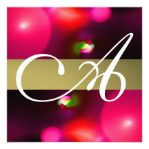 QUANTUM BUBBLE MONOGRAM red grey Personalized Announcements