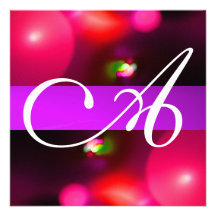 QUANTUM BUBBLE MONOGRAM red purple Personalized Announcements