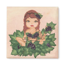 Quantum Cutie Grape Vine Girl magnets by Quantum_Art_Nerd Quantum Cutie Grape Vine Girl magnets