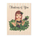 Quantum Cutie Grape Vine Girl Thinking of You postcards
