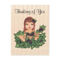 Quantum Cutie Grape Vine Girl Thinking of You postcards by Quantum_Art_Nerd Quantum Cutie Grape Vine Girl Thinking of You postcards