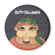 Quantum Kid in a Halloween Pumpkin magnets