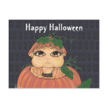 Quantum Kid in a Halloween Pumpkin postcards
