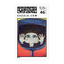 Quantum Kid in Wine Glass postage by Quantum_Art_Nerd Quantum Kid in Wine Glass postage