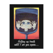 Quantum Kid in Wine Glass Thinking of You postcards