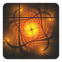 Quartent Flame Fractal Square Stickers