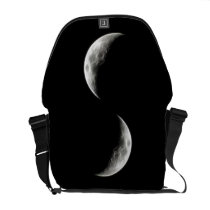 Quarter Moon Lunar Planet Globe Messenger Bags
