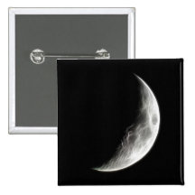 Quarter Moon Lunar Planet Globe Pinback Button