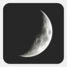 Quarter Moon Lunar Planet Globe Square Sticker