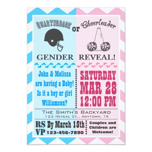Quarterback Cheerleader Gender Reveal Invitation Zazzle