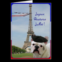 Quatorze Juillet French Bulldog greeting card cards