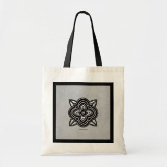 Quatrefoil Black on Silver Tote Bag