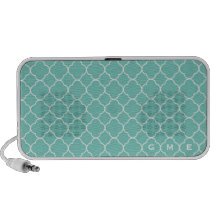 Quatrefoil clover pattern blue teal 3 monogram PC speakers