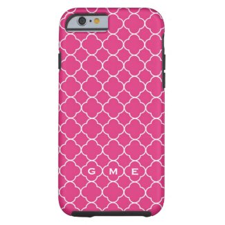 Quatrefoil clover pattern hot pink 3 monogram iPhone 6 case