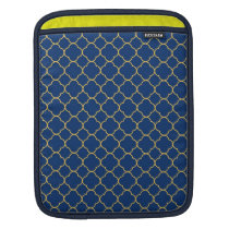 Quatrefoil clover pattern navy blue yellow fashion ipad sleeves