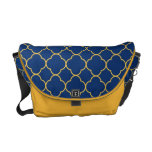 Quatrefoil clover pattern navy blue yellow fashion commuter bags