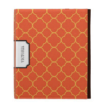Quatrefoil clover pattern orange gold custom name caseable cases