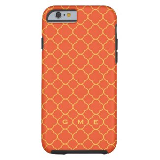 Quatrefoil clover pattern orange yellow 3 monogram iPhone 6 case