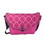 Quatrefoil clover pattern pink white fashion messenger bags