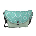 Quatrefoil clover pattern teal blue fashion messenger bag