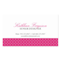 Quatrefoil hot pink clover modern pattern business cards