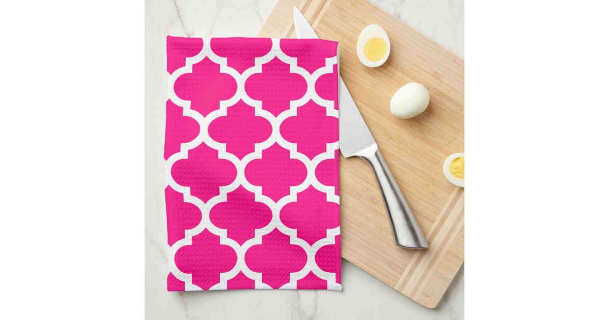 Quatrefoil Hot Pink Kitchen Towels Zazzle