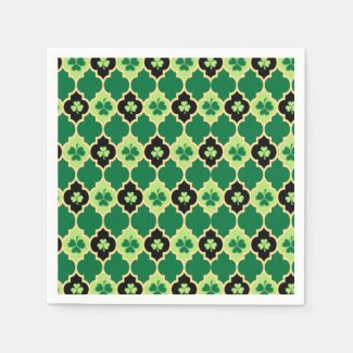 Quatrefoil Irish Shamrocks Paper Napkins Standard Cocktail Napkin