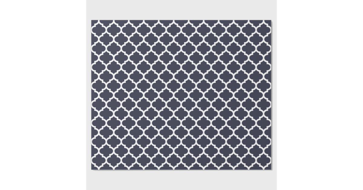 Quatrefoil Navy Blue Wrapping Paper Zazzle
