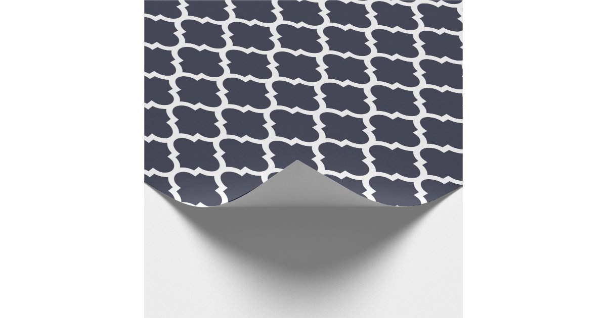Quatrefoil Navy Blue Wrapping Paper Zazzle