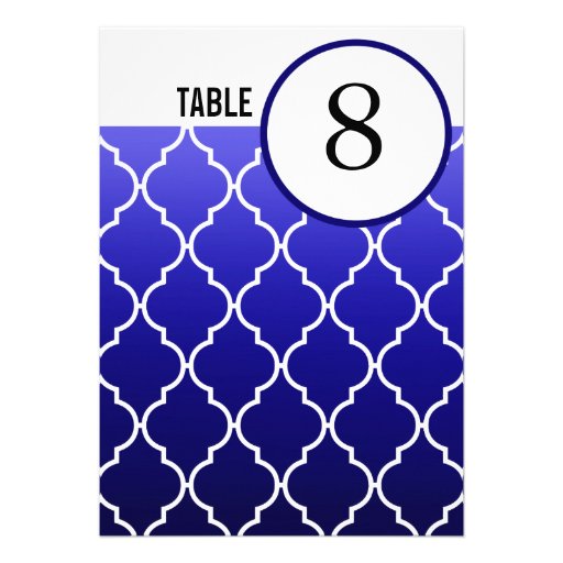 Quatrefoil Ombre Table Numbers | navy Personalized Invites