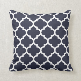 Quatrefoil Pillow - Navy Blue Pattern