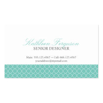 Quatrefoil teal blue clover modern pattern business card
