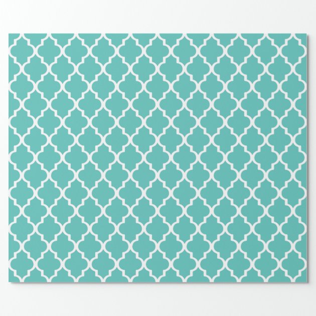 Quatrefoil Wrapping Paper - Turquoise 3/4
