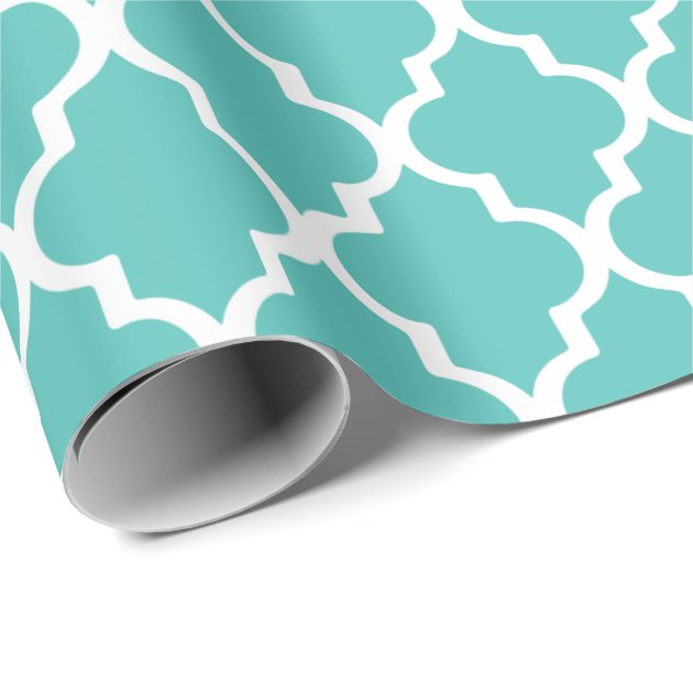 Quatrefoil Wrapping Paper - Turquoise 1/4