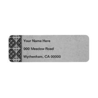 Quatrefoils Black on Silver Return Address Label