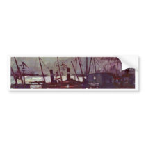 Quay In Antwerp By Ship By Vincent Van Gogh Bumper Sticker