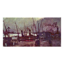 Quay In Antwerp By Ship By Vincent Van Gogh Photo Card