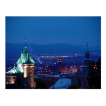 Quebec City Gate Overlook At Night Canada Postcard
