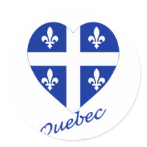 Quebec Flag Heart with Name Round Sticker