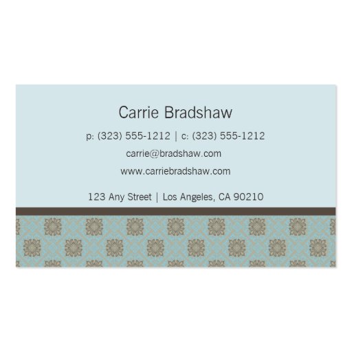 Queen Anne's Lace Baby Blue Business Card (back side)